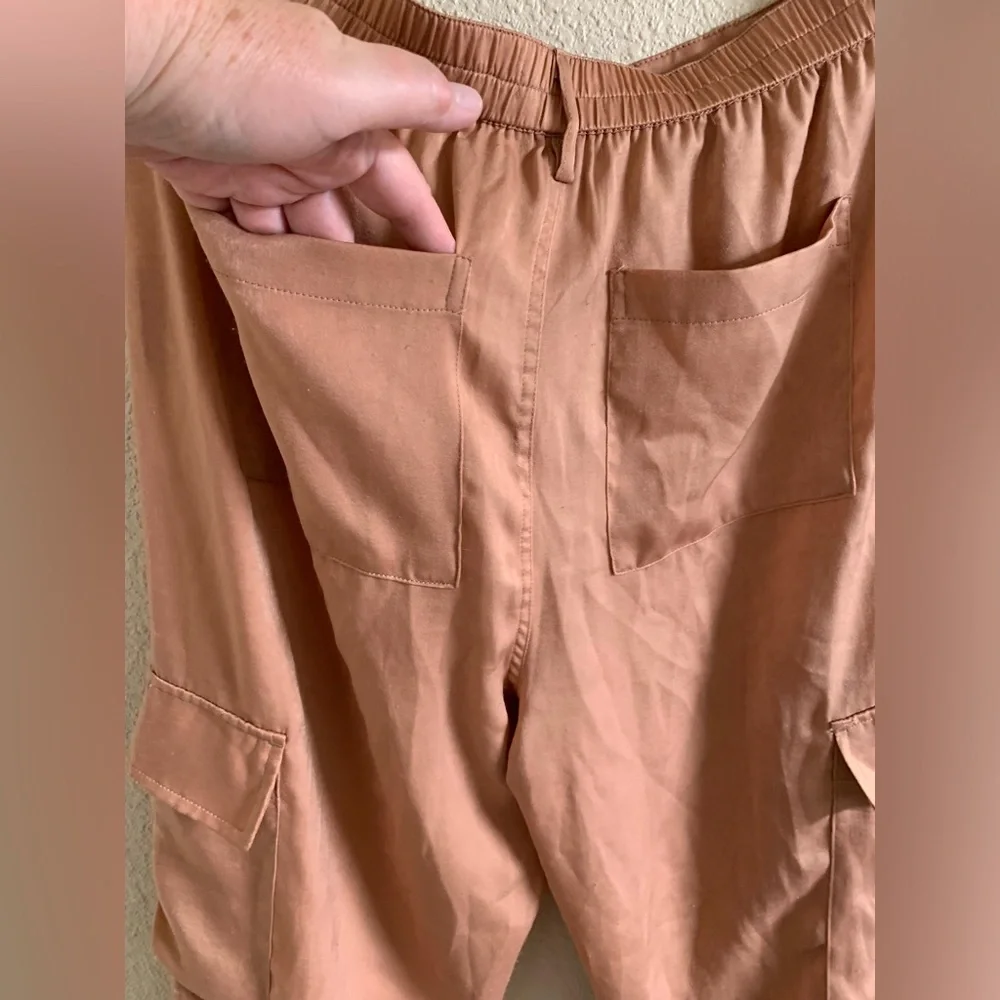 Satin Sheen Cargo Pants With Elastic/Tie Cuffs 🌴 - Picture 10 of 13